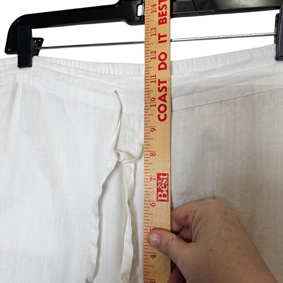 Dolma S/M White Linen Drawstring Pants Elastic Waist & Pockets Pull On Wide Leg - Picture 10 of 12